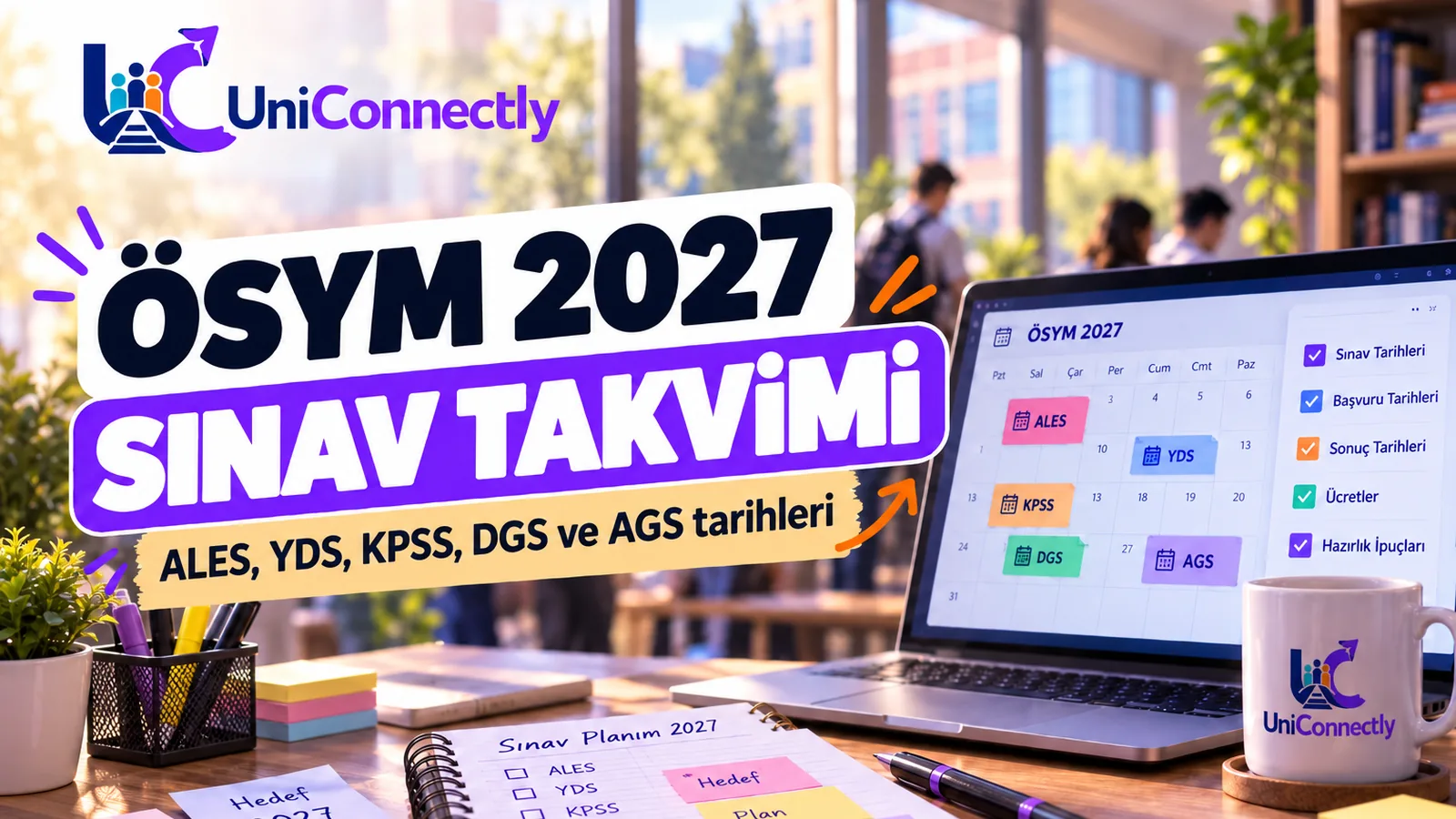 ÖSYM 2027 Sınav Takvimi kapak görseli: ALES, YDS, KPSS, DGS ve AGS tarihleri işaretli takvim. ÖSYM 2027 Sınav Takvimi kapak görseli: ALES, YDS, KPSS, DGS ve AGS tarihleri işaretli takvim