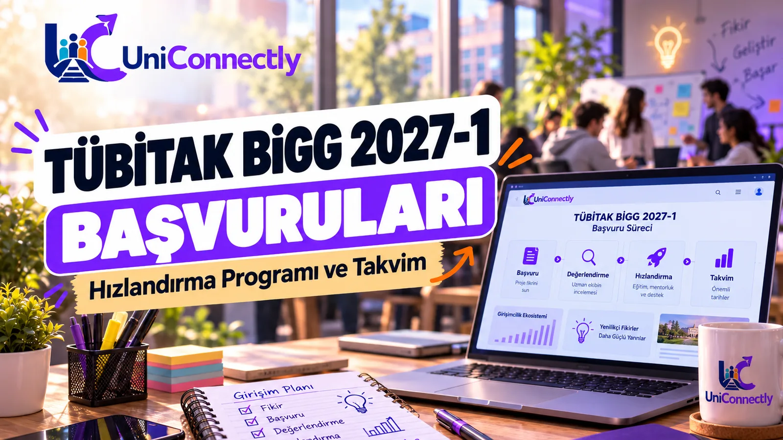 TÜBİTAK BİGG 2027-1 başvuruları kapak görseli: hızlandırma programı ve takvim, girişim planı defteri. TÜBİTAK BİGG 2027-1 başvuruları kapak görseli: hızlandırma programı ve takvim, girişim planı defteri