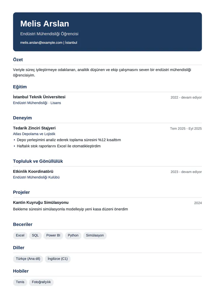 Astra CV şablonu örneği